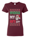 Where my Hos At Santa Funny Ugly Christmas Sweater Womens Graphic T-Shirt