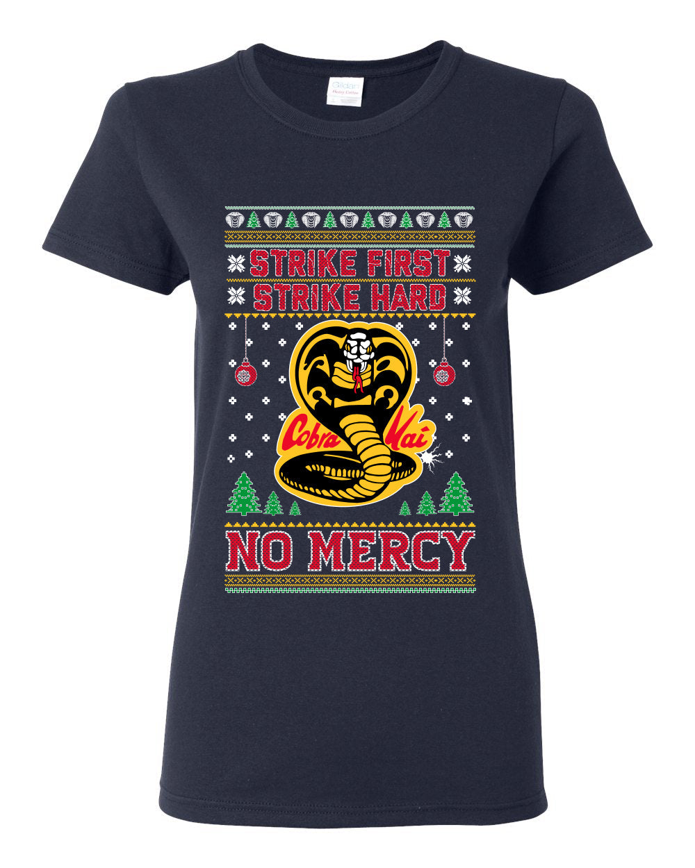 Strike First Strike Hard No Mercy Xmas Ugly Christmas Sweater Womens Graphic T-Shirt