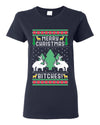 Merry Christmas Bitches Ugly Christmas Sweater Womens Graphic T-Shirt