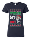 Where my Hos At Santa Funny Ugly Christmas Sweater Womens Graphic T-Shirt