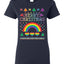 Merry Christmas Rainbow Hearts Womens Graphic T-Shirt