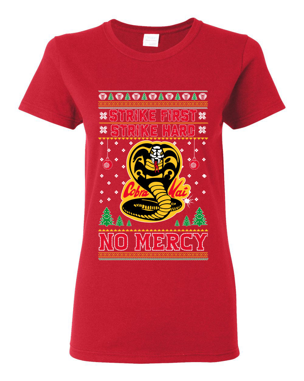 Strike First Strike Hard No Mercy Xmas Ugly Christmas Sweater Womens Graphic T-Shirt