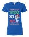 Where my Hos At Santa Funny Ugly Christmas Sweater Womens Graphic T-Shirt