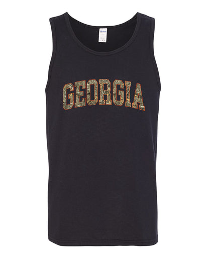 Georgia  Camo Fill Orange Outline Sweater, Men Tank Top