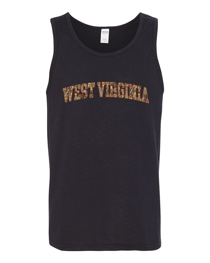 West Virginia  Camo Fill Orange Outline Sweater, Men Tank Top