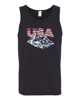 USA Winter Team Sports Fan Collection | USA Flag Mountainscape Sweater, Men Tank Top