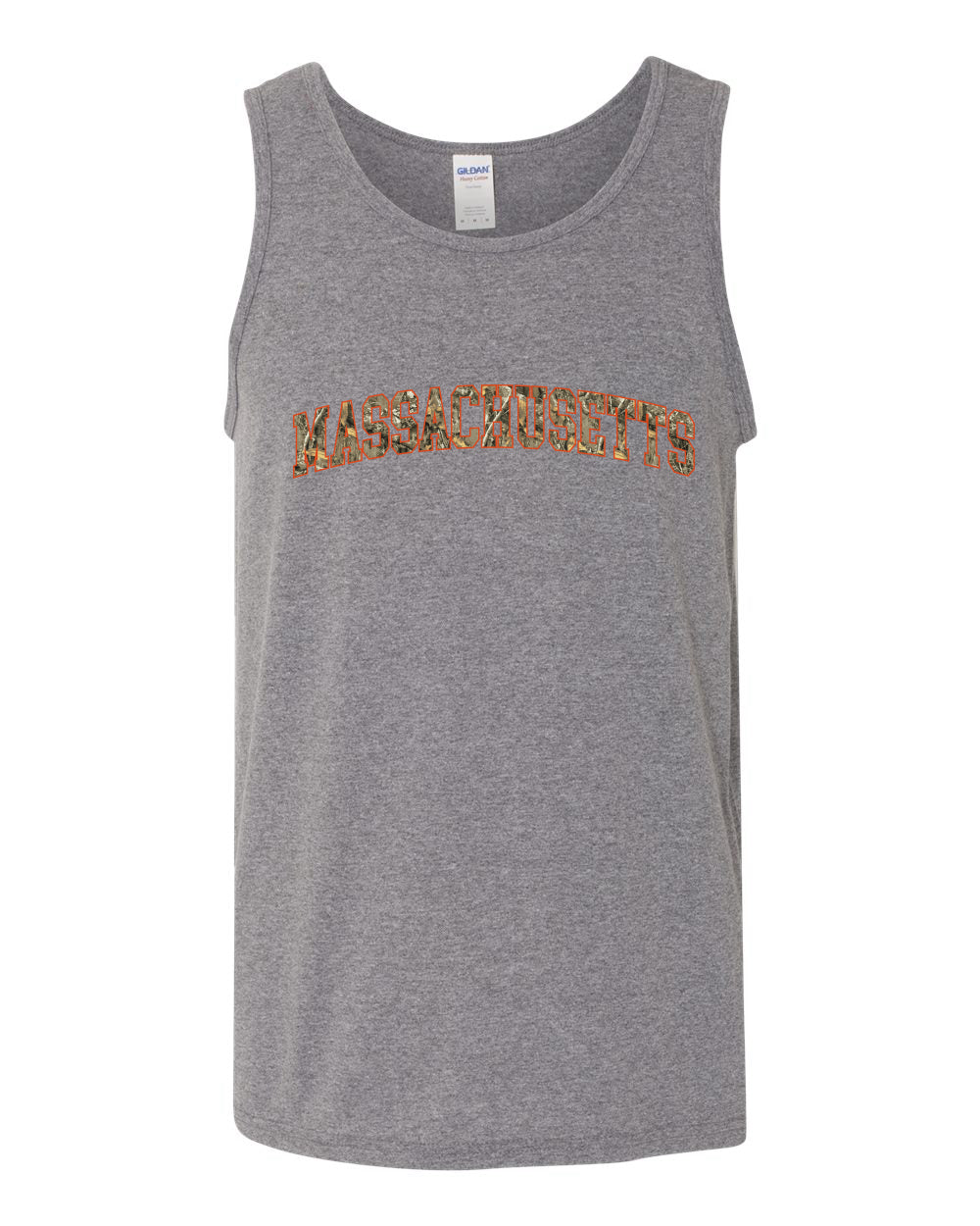 Massachusetts  Camo Fill Orange Outline Sweater, Men Tank Top