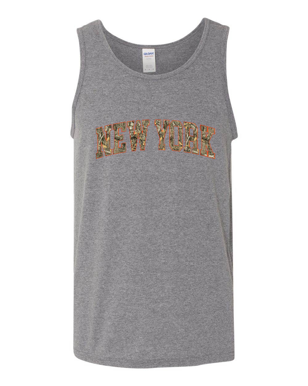 New York  Camo Fill Orange Outline Sweater, Men Tank Top