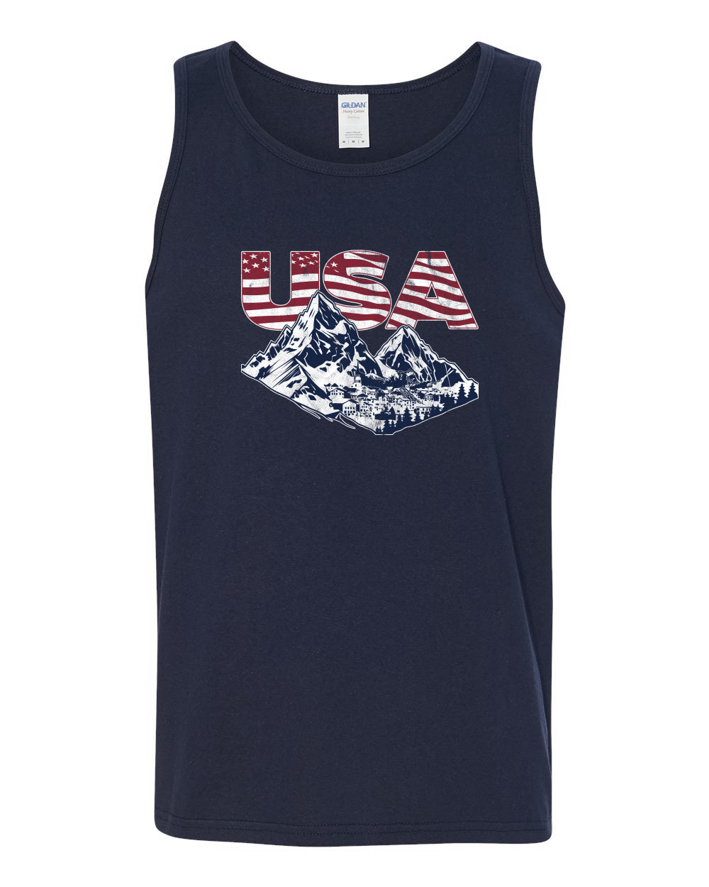 USA Winter Team Sports Fan Collection | USA Flag Mountainscape Sweater, Men Tank Top