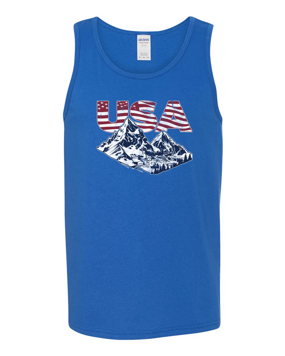 USA Winter Team Sports Fan Collection | USA Flag Mountainscape Sweater, Men Tank Top