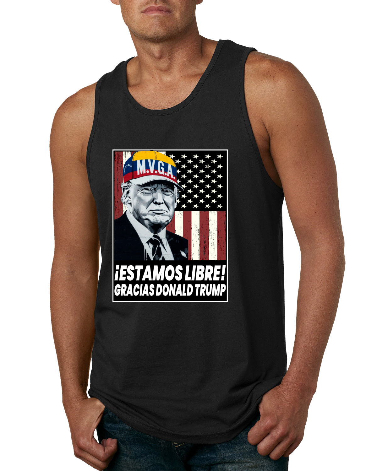 Estamos Libre, Gracias Donald Trump Make Venezuela Great Again Sweater, Men Tank Top