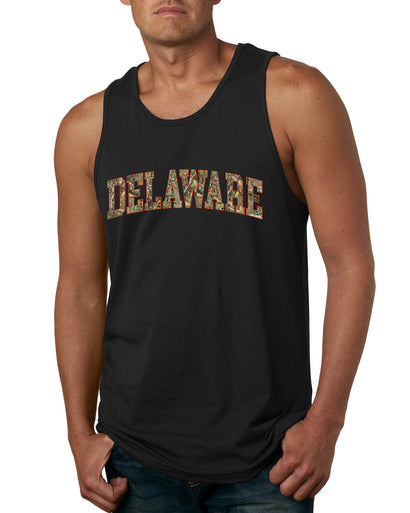 Delaware  Camo Fill Orange Outline Sweater, Men Tank Top
