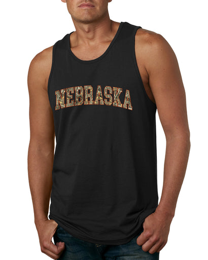 Nebraska  Camo Fill Orange Outline Sweater, Men Tank Top