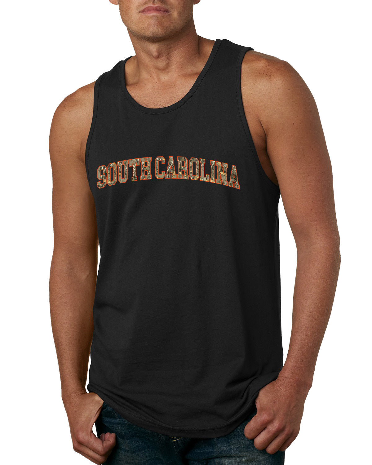 South Carolina  Camo Fill Orange Outline Sweater, Men Tank Top
