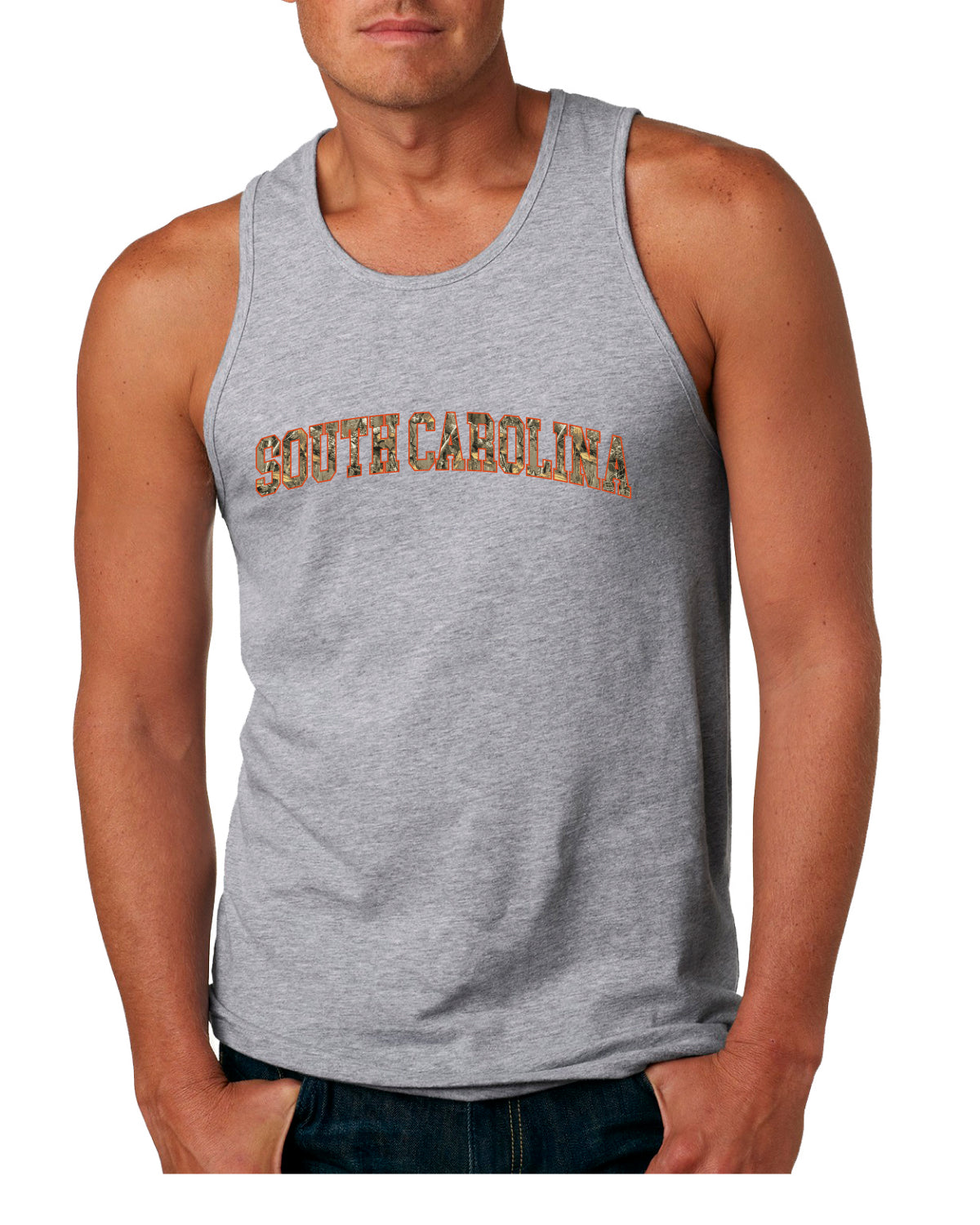 South Carolina  Camo Fill Orange Outline Sweater, Men Tank Top