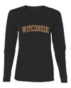 Wisconsin  Camo Fill Orange Outline Sweater, Womens Graphic Long Sleeve T-Shirt