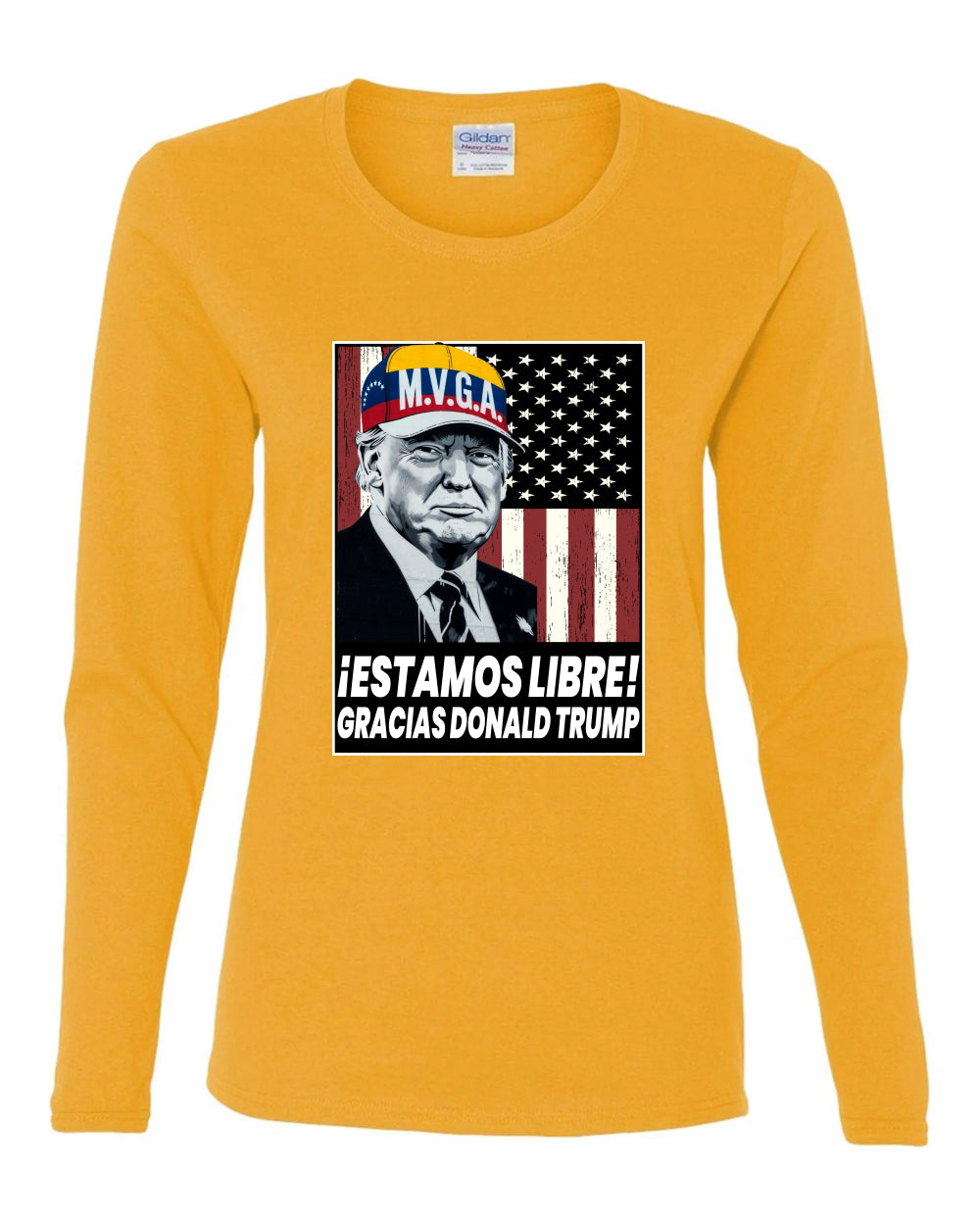 Estamos Libre, Gracias Donald Trump Make Venezuela Great Again Sweater, Womens Graphic Long Sleeve T-Shirt