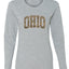 Ohio  Camo Fill Orange Outline Sweater, Womens Graphic Long Sleeve T-Shirt