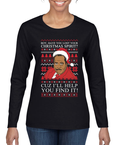 Christmas Spirit I'll Help You Find It Stanley Hudson Ugly Christmas Sweater Womens Graphic Long Sleeve T-Shirt