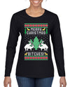 Merry Christmas Bitches Ugly Christmas Sweater Womens Graphic Long Sleeve T-Shirt