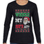 Where my Hos At Santa Funny Ugly Christmas Sweater Womens Graphic Long Sleeve T-Shirt