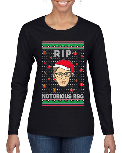 RIP Notorious RBG Ruth Bader Ginsburg Ugly Christmas Sweater Womens Graphic Long Sleeve T-Shirt
