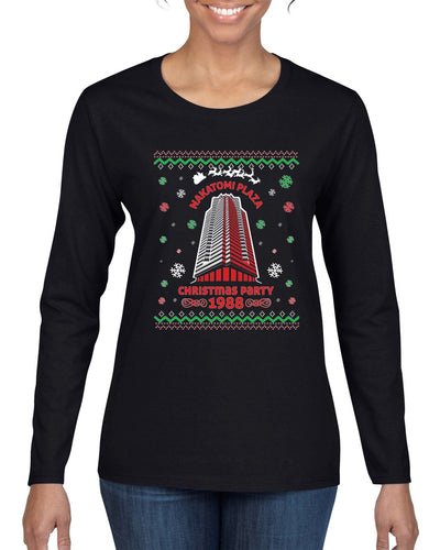 Nakatomi Plaza Christmas Party 1988 Ugly Christmas Sweater Womens Graphic Long Sleeve T-Shirt