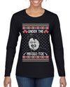 Under The Missle Toe Ugly Christmas Sweater Womens Graphic Long Sleeve T-Shirt