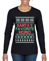 Santa's Favorite Homo Ugly Christmas Sweater Womens Graphic Long Sleeve T-Shirt