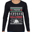I Prefer Halloween Dancing Skeletons Ugly Christmas Sweater Womens Graphic Long Sleeve T-Shirt