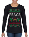 Peace Ugly Christmas Sweater Womens Graphic Long Sleeve T-Shirt