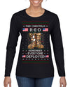 This Christmas RED Remember Everyone Deployed Veteran Ugly Christmas Sweater Womens Graphic Long Sleeve T-Shirt
