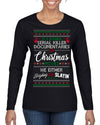 Serial Killer Docs or Christmas Movies Slaying Sleighing Ugly Christmas Sweater Womens Graphic Long Sleeve T-Shirt
