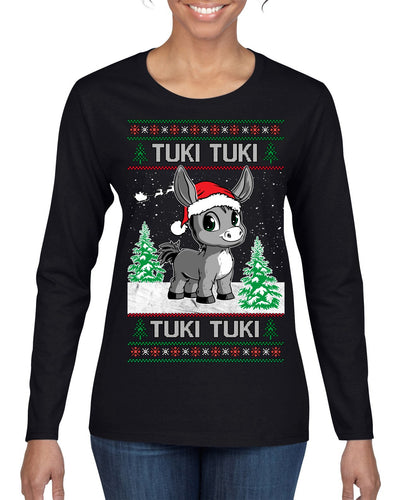 Tuki Tuki Tuki Funny Spanish Music Lyrics Ugly Christmas Sweater Womens Graphic Long Sleeve T-Shirt