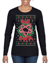 Hail Santa Funny Satanic Candy Devil Heavy Metal Satan Ugly Christmas Sweater Womens Graphic Long Sleeve T-Shirt