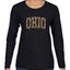 Ohio  Camo Fill Orange Outline Sweater, Womens Graphic Long Sleeve T-Shirt