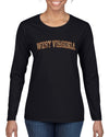 West Virginia  Camo Fill Orange Outline Sweater, Womens Graphic Long Sleeve T-Shirt