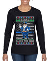 Santa Backs The Blue Pro Police Santa Claus Ugly Christmas Sweater Womens Graphic Long Sleeve T-Shirt