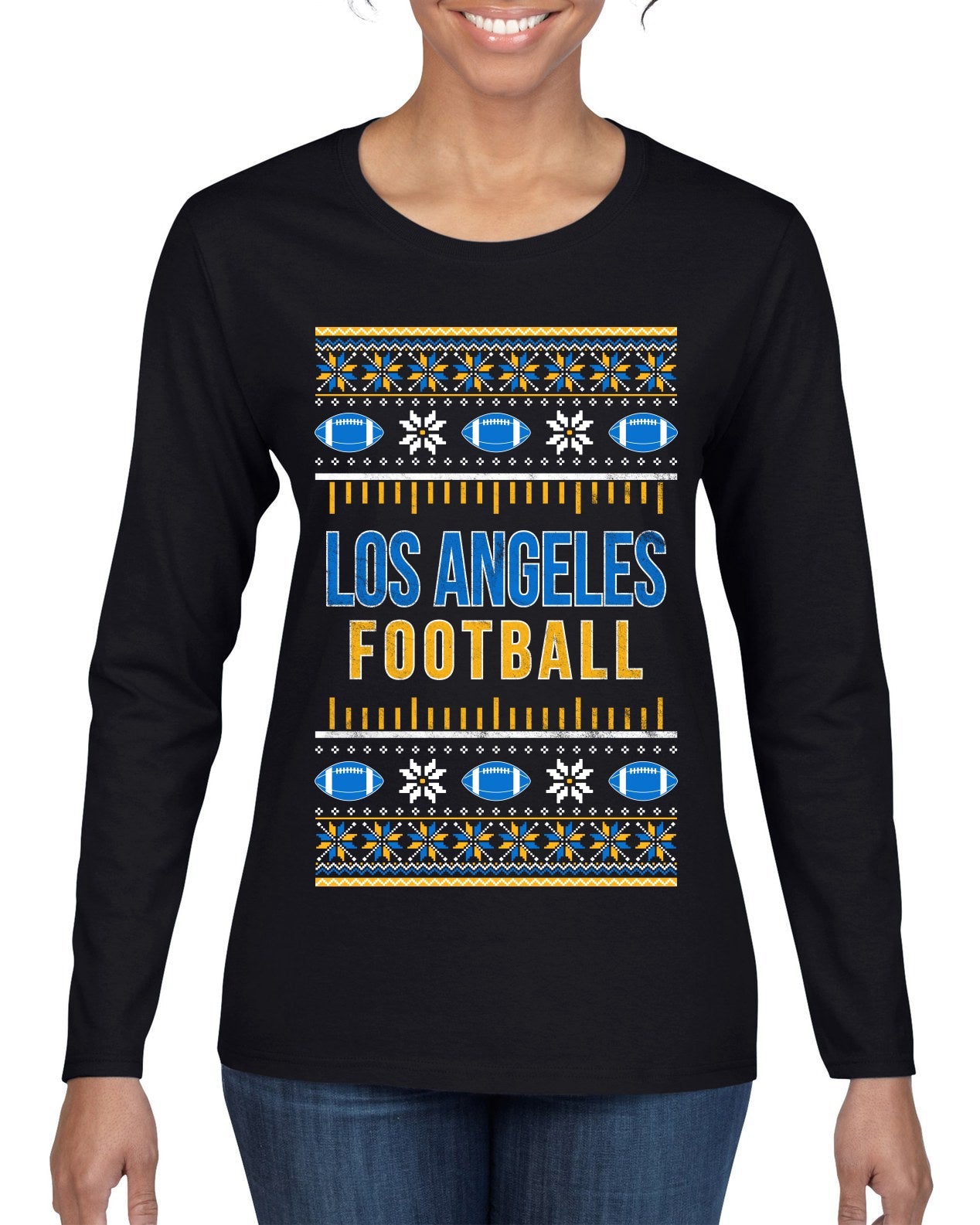 City of Los Angeles LAC American Football Fantasy Fan Ugly Christmas Sweater Unisex Crewneck Sweatshirt