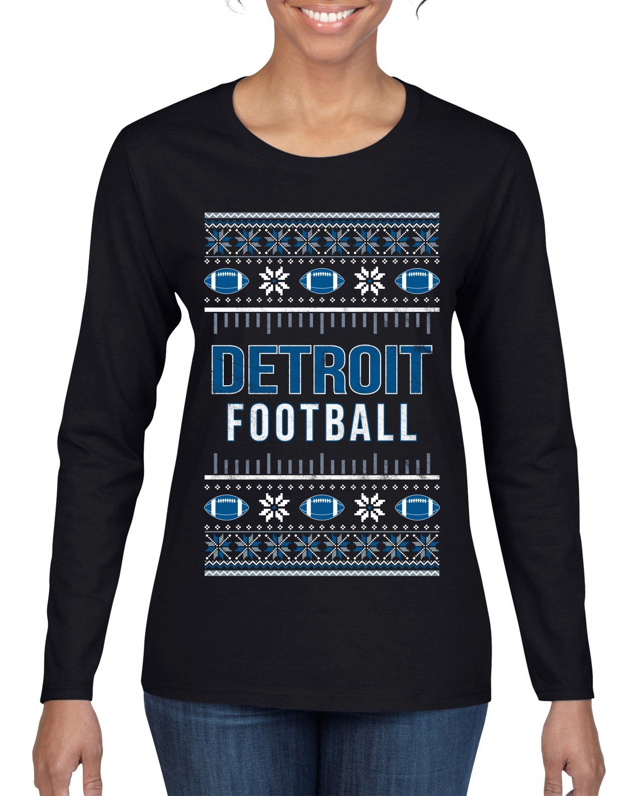 City of Detroit DET American Football Fantasy Fan Ugly Christmas Sweater Unisex Crewneck Sweatshirt