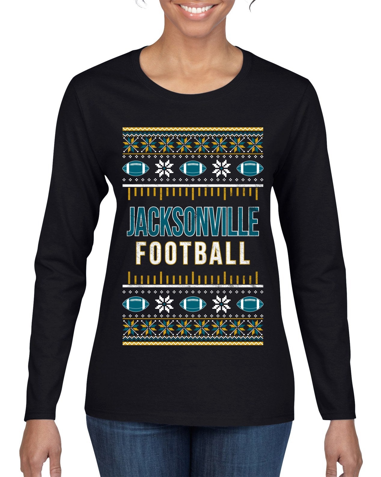 City of Jacksonville JAX American Football Fantasy Fan Ugly Christmas Sweater Unisex Crewneck Sweatshirt