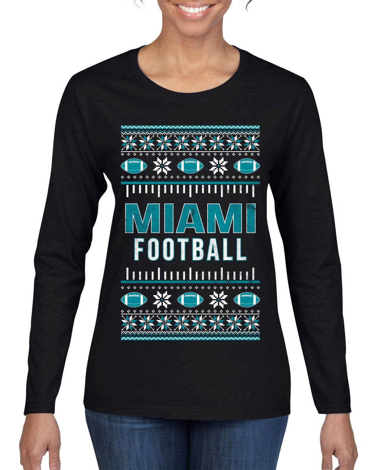 City of Miami MIA American Football Fantasy Fan Ugly Christmas Sweater Unisex Crewneck Sweatshirt
