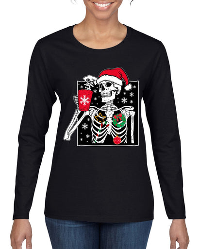 When You're Dead Inside But It's Christmas Christmas Womens Graphic Long Sleeve T-Shirt