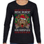 Merry Krampus Santa Folklore Figure Horror Ugly Christmas Sweater Womens Graphic Long Sleeve T-Shirt