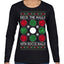 Deck the Halls with Bocce Balls, Funny Classic Italy Italian Sports Ugly Christmas Sweater Womens Graphic Long Sleeve T-Shirt