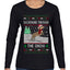Dachshund Through The Snow, Cute Dog Christmas Sweater, Ugly Christmas Sweater Womens Graphic Long Sleeve T-Shirt