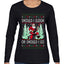 Should I Sleigh Or Should I Go, 80s Rock n' Roll Song, Electric Guitar, Ugly Christmas Sweater Womens Graphic Long Sleeve T-Shirt
