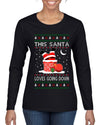 This Santa Loves going down, Funny dirty Humor, Ugly Christmas Sweater Womens Graphic Long Sleeve T-Shirt
