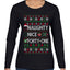 Naughty Nice 41, Ugly Christmas Unisex Sweater List, Extra Festive, Ugly Christmas Sweater Womens Graphic Long Sleeve T-Shirt