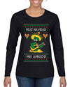 Feliz Navidad Mis Amigos!, Ugly Christmas Sweater Womens Graphic Long Sleeve T-Shirt